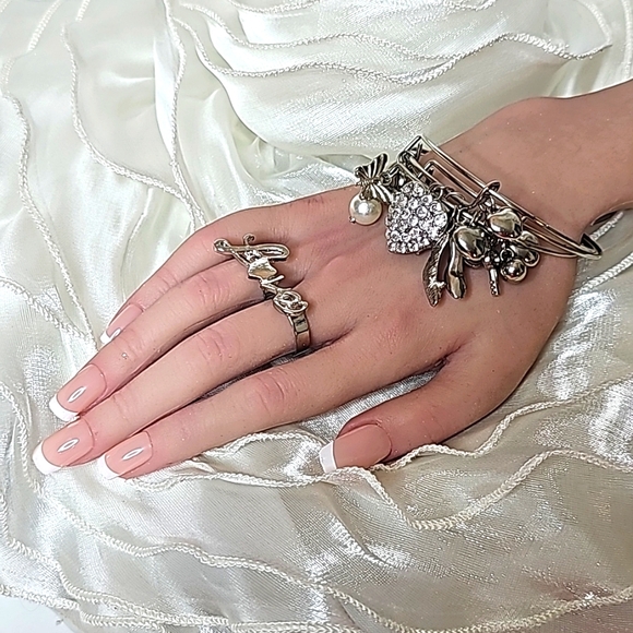 ❤️Large Silver Love Custom Ring with 2 Finger Adjustable Bands. Size: OS - Picture 2 of 11